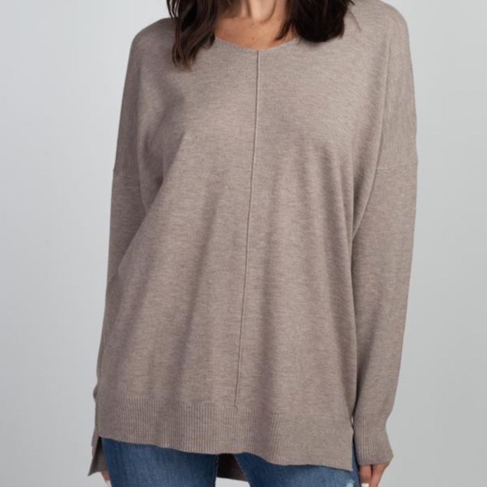 Dreamers V-Neck Soft Sweater-Heather Mocha Size S/M